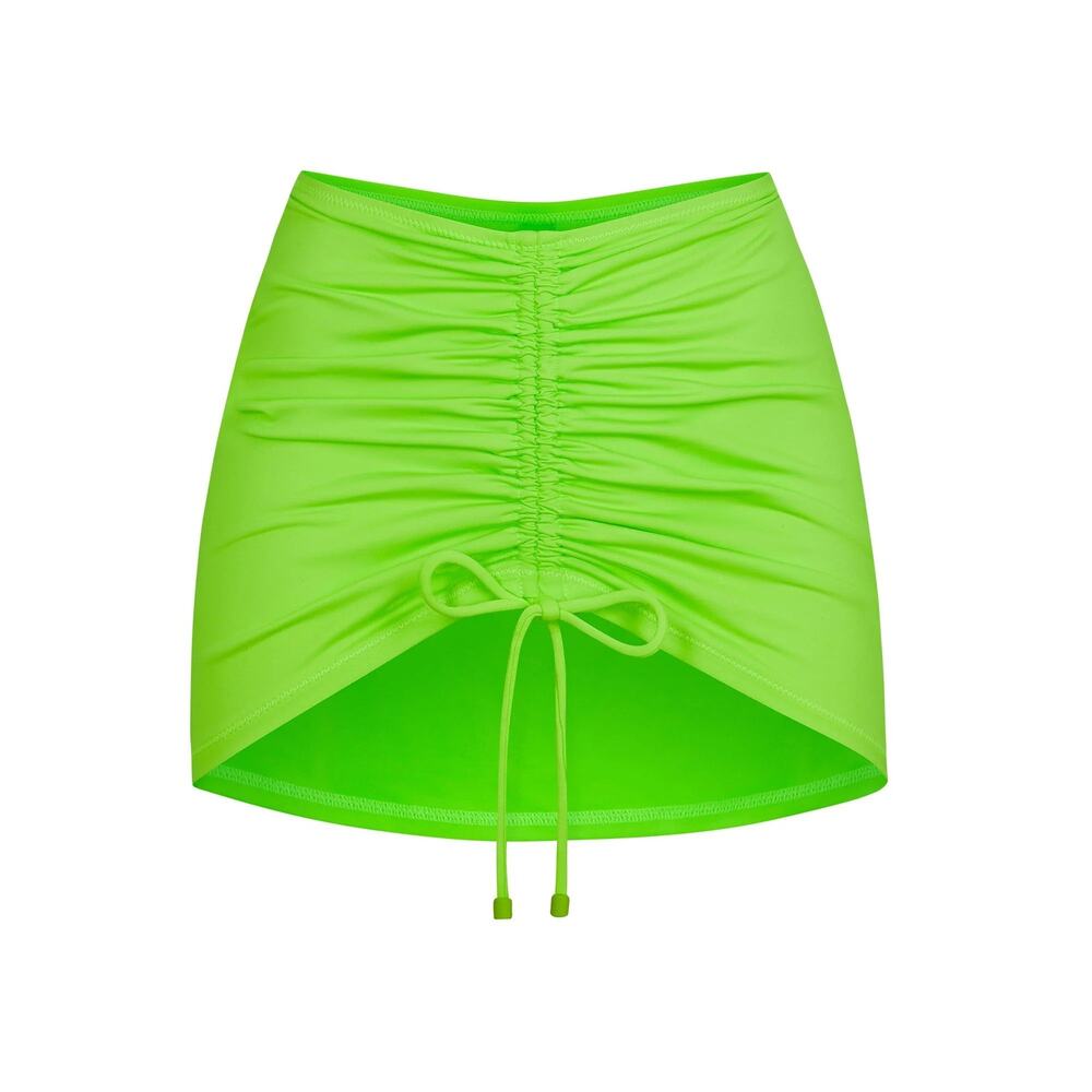 SKIMS Swim Ruched Mini Skirt - S - Neon Green